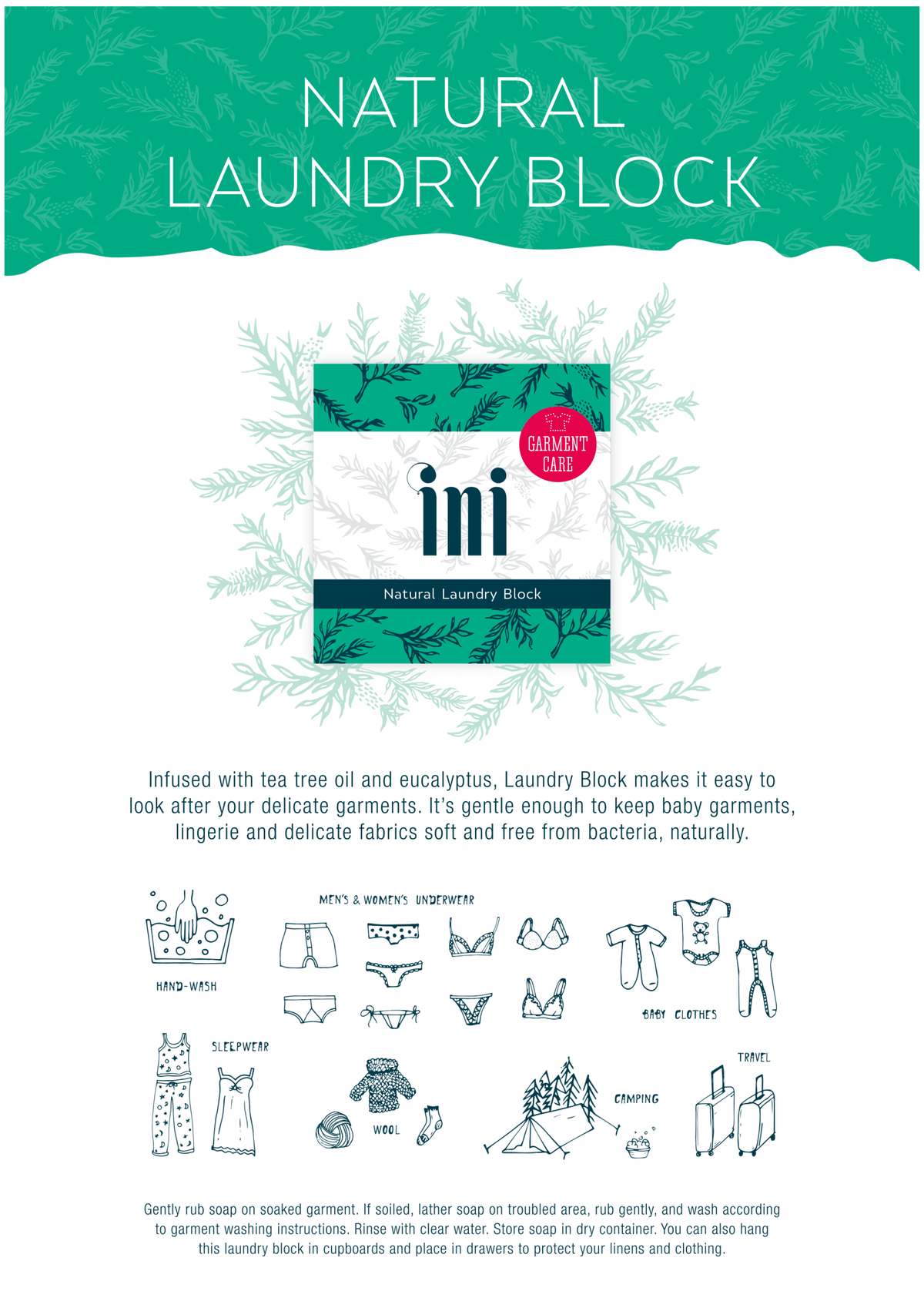 Ini Natural Laundry Block 60g - Clearance, image 2