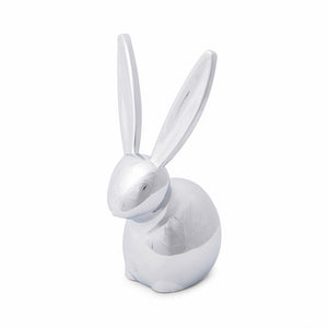 Umbra Zoola Ring Holder in a shiny chrome-plated finish shaped like a rabbit, perfect for jewelry storage.
