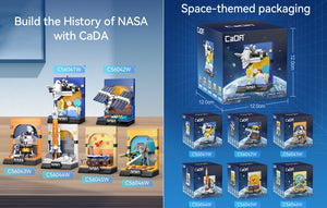 CaDA Sls Artemis Rocket Brick Model Kits displayed with space-themed packaging showcasing NASA sets.