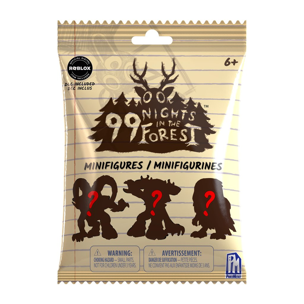 99 Nights in the Forest Mystery Mini Figure Blind Bag packaging featuring silhouettes of mini figures.