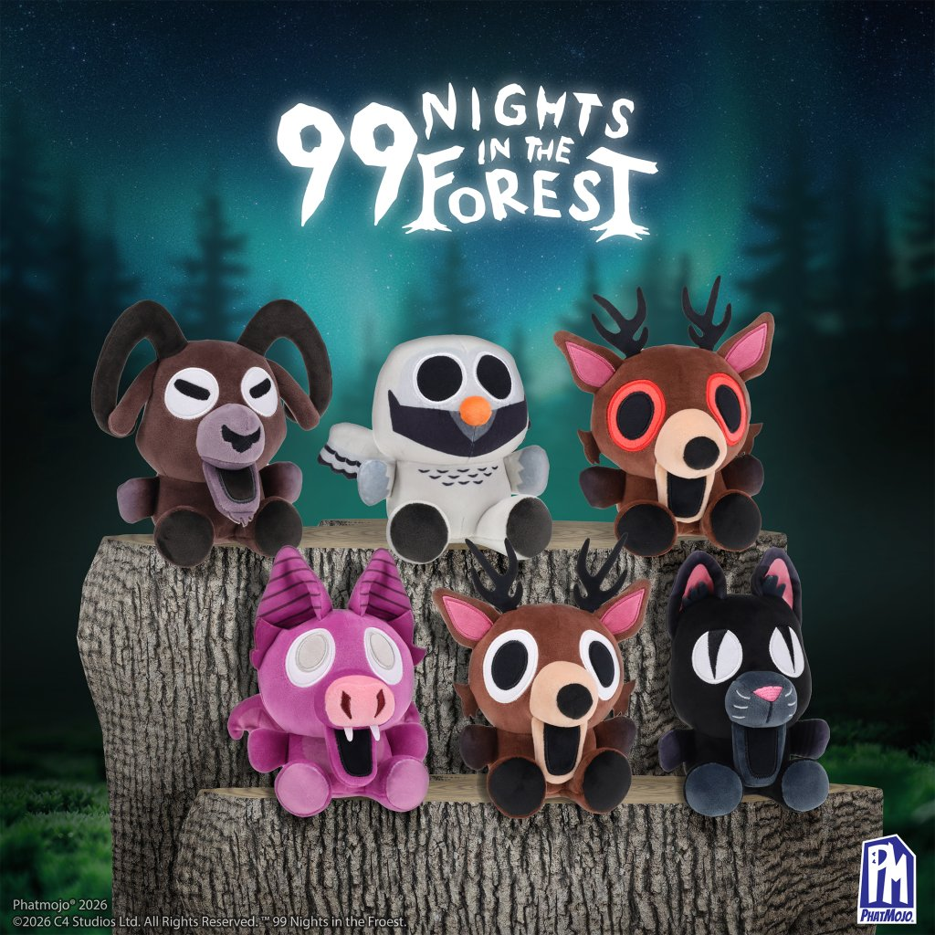 Six plush toys from 99 Nights in the Forest Mystery Collectible Plush Blind Box featuring various forest creatures.