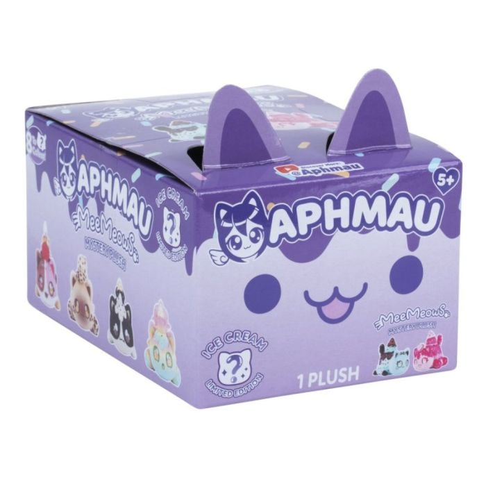 Aphmau Mystery MeeMeows Ice Cream Series Plush Blind Box featuring cute cat-themed design.