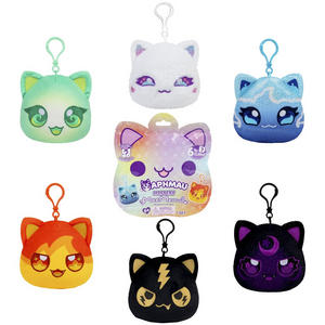 Aphmau Mystery MeeMeows Catface Plush Clip-Ons Series 4 Elemental Blind Bag with various cat plush designs.