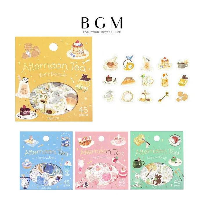BGM Animals & Sweets Afternoon Tea Party Series Foil Stamped Flake Stickers