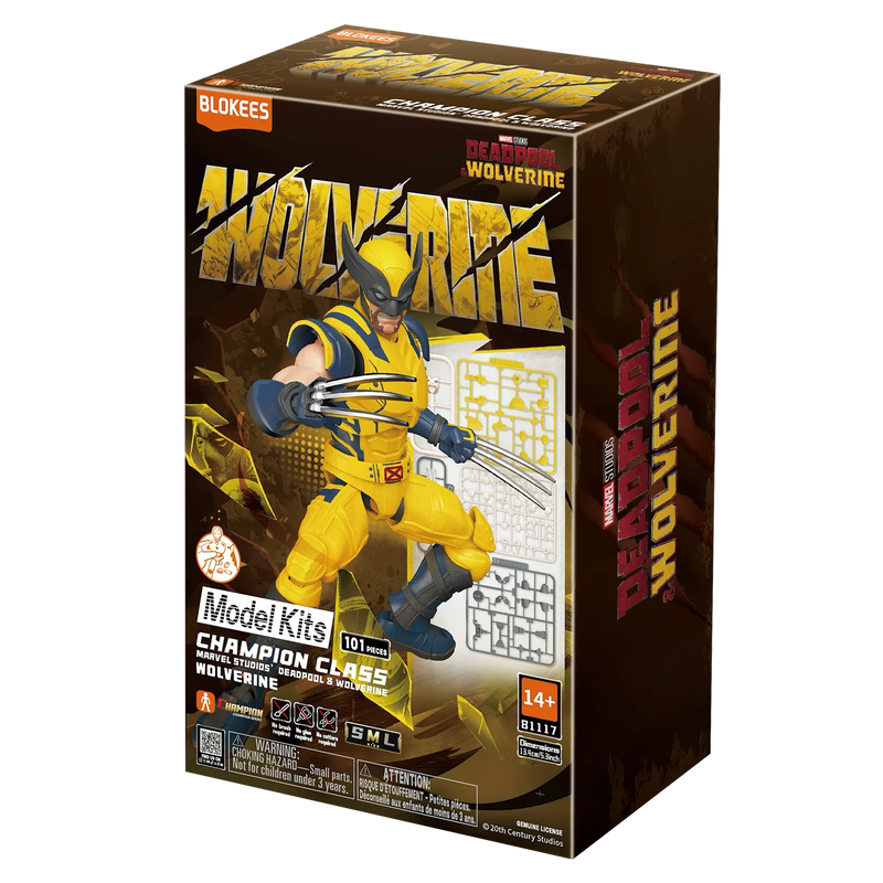 Blokees Marvel Infinity SAGA - Wolverine Champion Class Model Kit box with detailed design and parts.