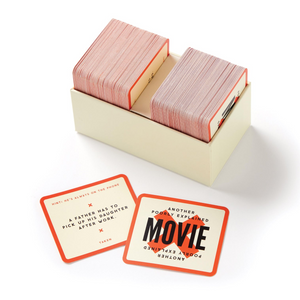 Brass Monkey Poorly Explained Movies Game cards with hilarious clues for game night fun.