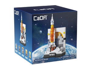 CaDA Sls Artemis Rocket Brick Model Kits in packaging, showcasing the NASA SLS Artemis Rocket design and logo.