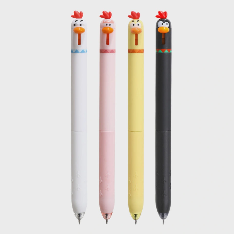 COMI Cute Chicken Retractable Gel Pen 0.5mm – Smooth Black Ink Pen for School & Office