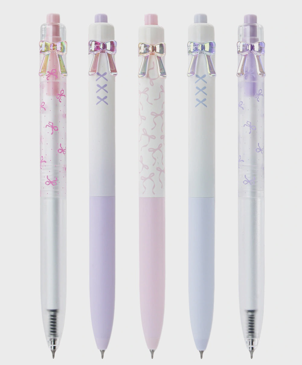 COMI Lucky Bow Gel Pen 0.5mm – Pearl Click Precision Needle Tip Black Ink Pen