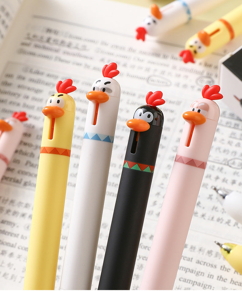 COMI Cute Chicken Retractable Gel Pen 0.5mm – Smooth Black Ink Pen for School & Office