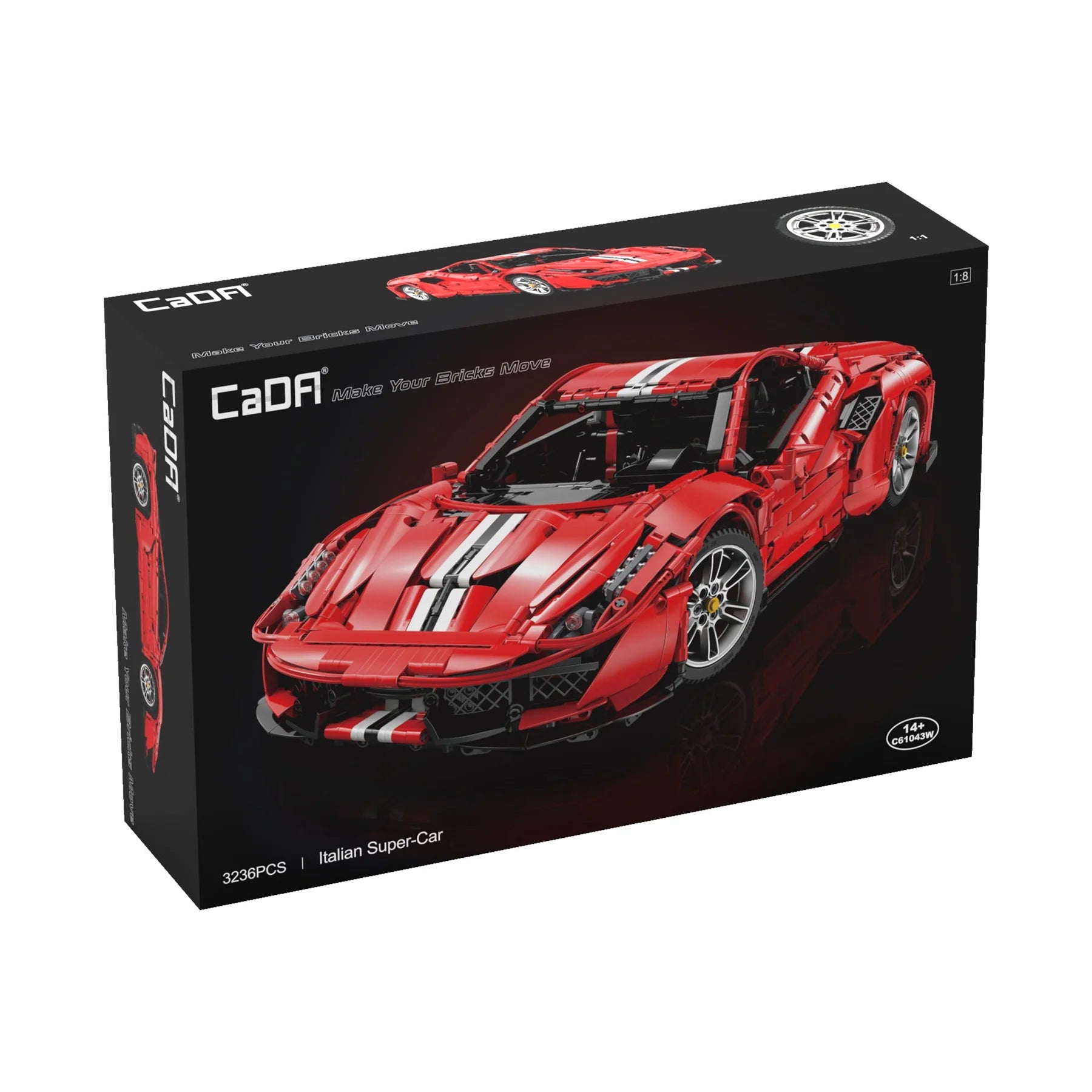 CaDA 1:10 RC Italian Super Car Non-Motorised Brick Model Kits