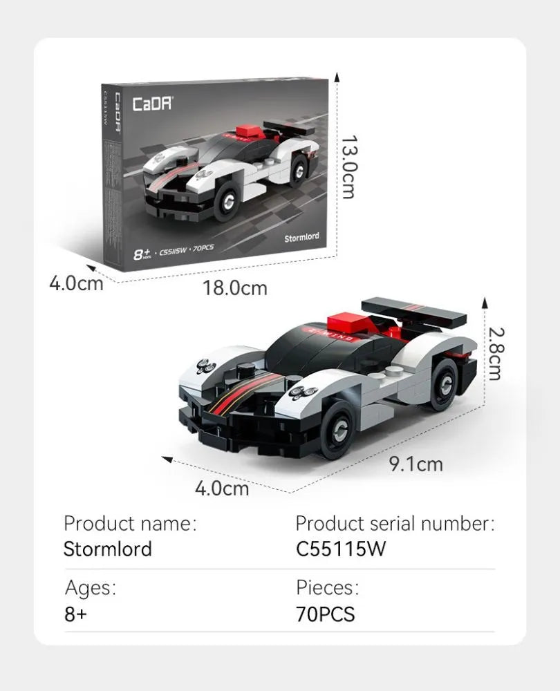 CaDA Mini Stormlord Sports Car 1:48 Scale Building Set - 70 Pieces - C55115W