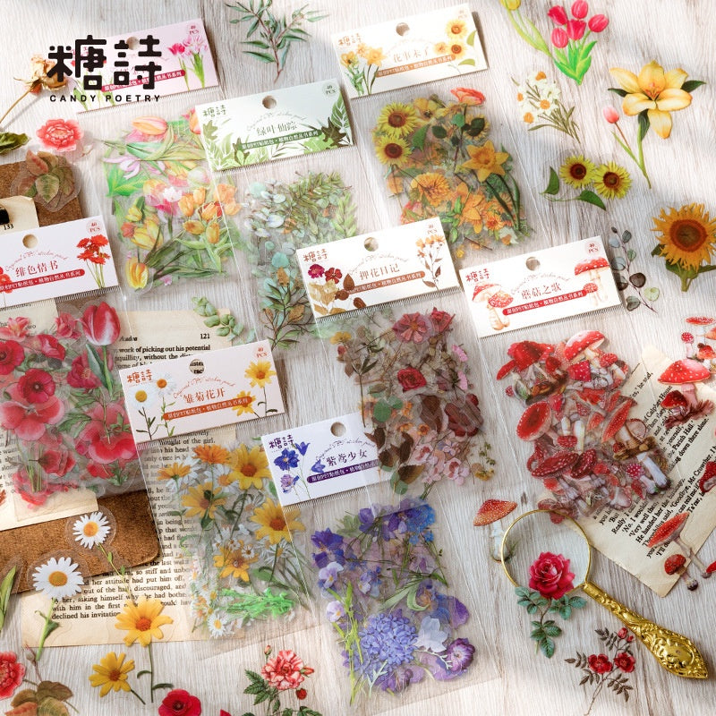 Candy Poetry Botanical Nature Series PET Sticker Pack