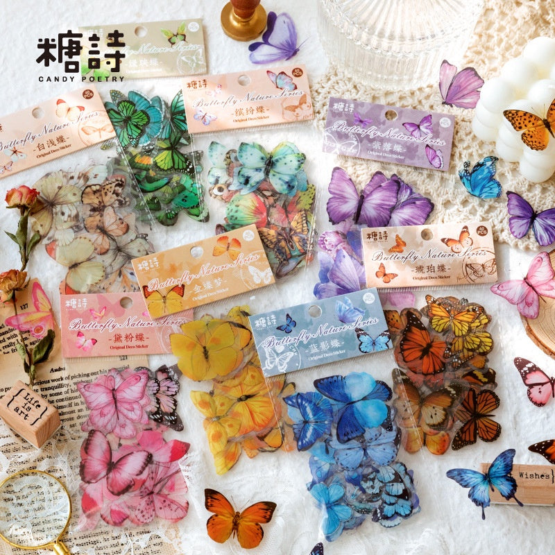 Candy Poetry Butterfly Nature PET Sticker Pack
