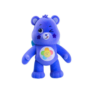 Care Bears Collectible Figure Blind Box featuring a cute purple bear with a flower design on its belly.