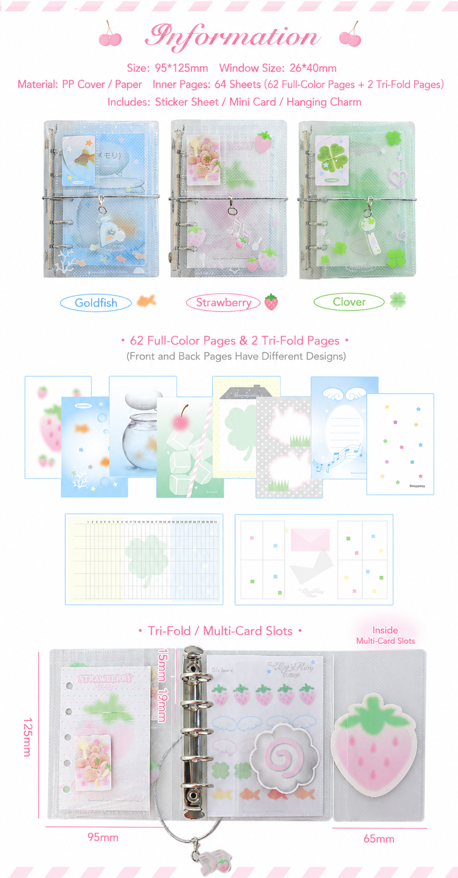 RosyPosy Transparent Mini Refillable Binder Notebook (A7 / M5)