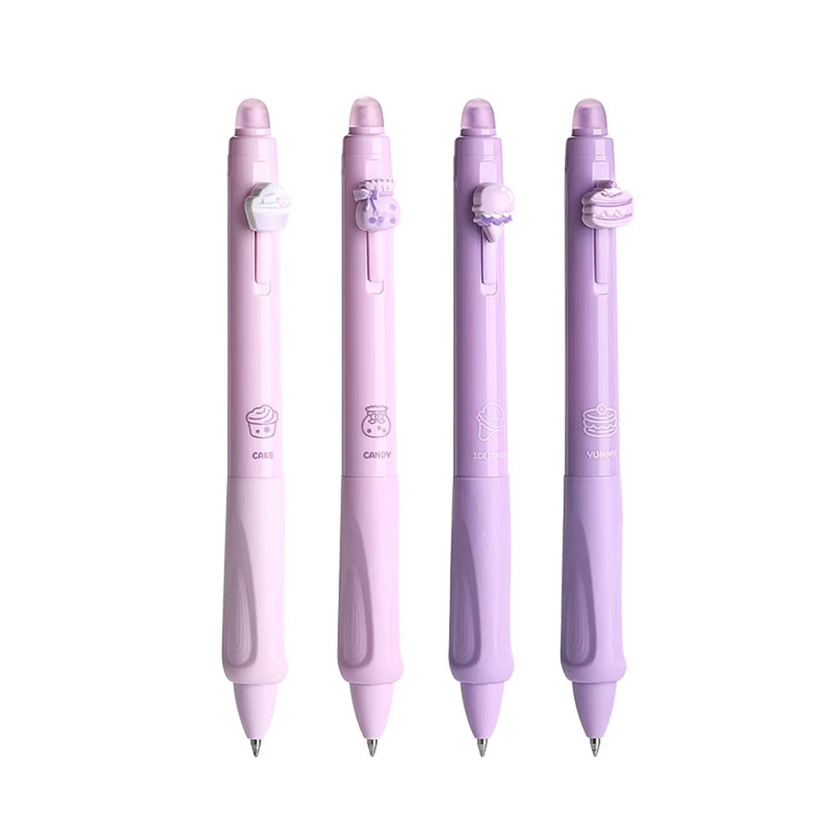 Cute 0.5mm Black Ink Gel Pen Set - 4 Pack, 2 Designs