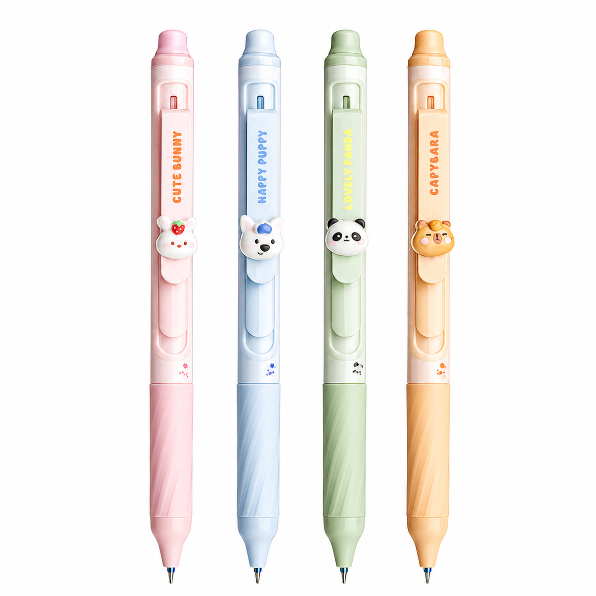Cute 0.5mm Thermo-Erasable Gel Pen Set - 4 Pack, Crystal Blue or Black Ink