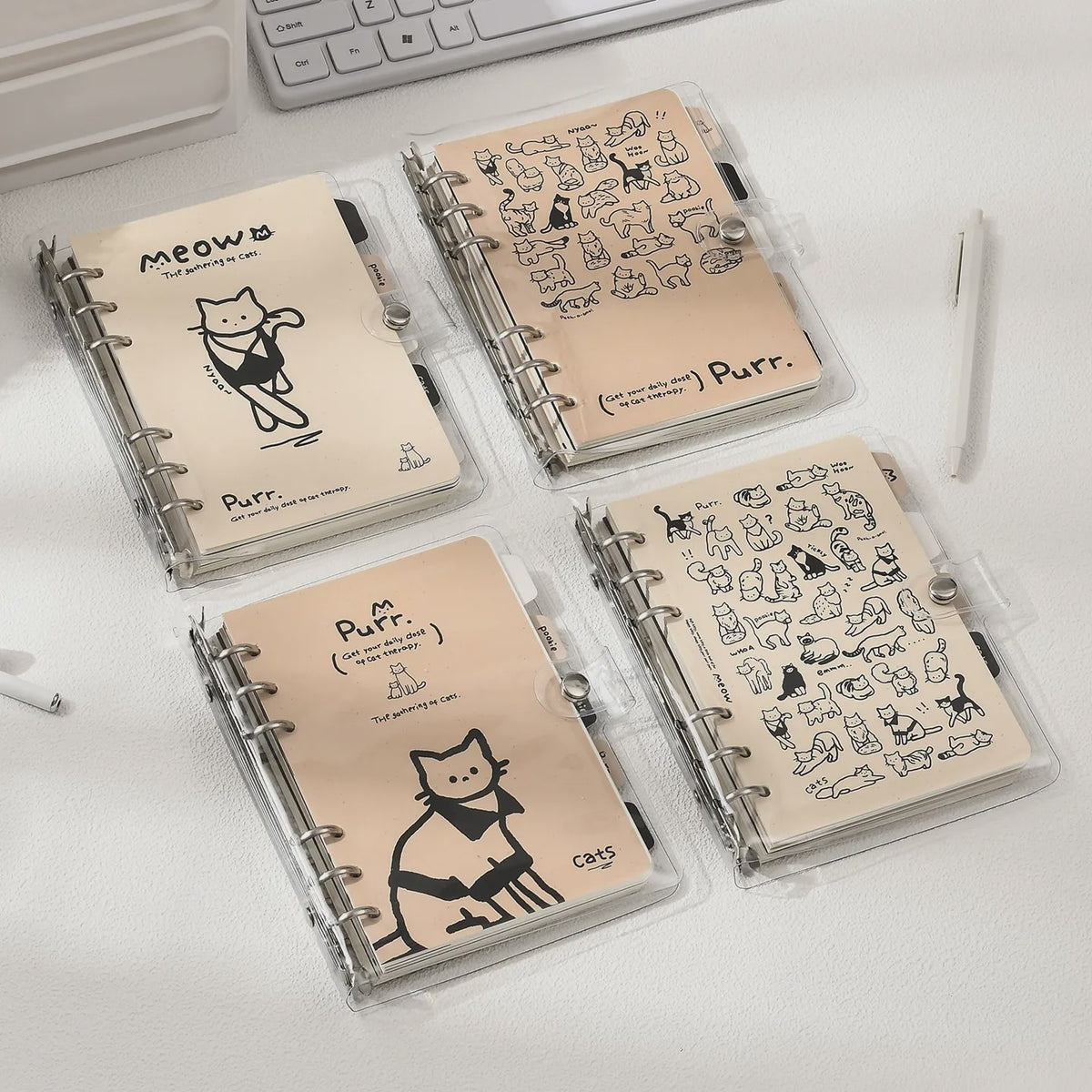 ESAER Meow Notes Cat Loose-Leaf Notebook 90 Sheets