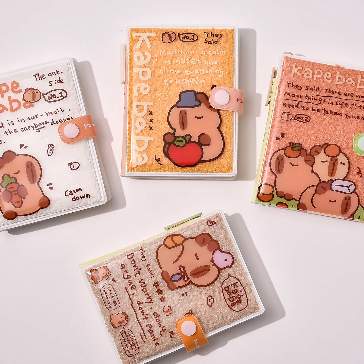 ESAER Capybara Puffy Cover Pocket Notebook with Pen – 4 Designs Assorted