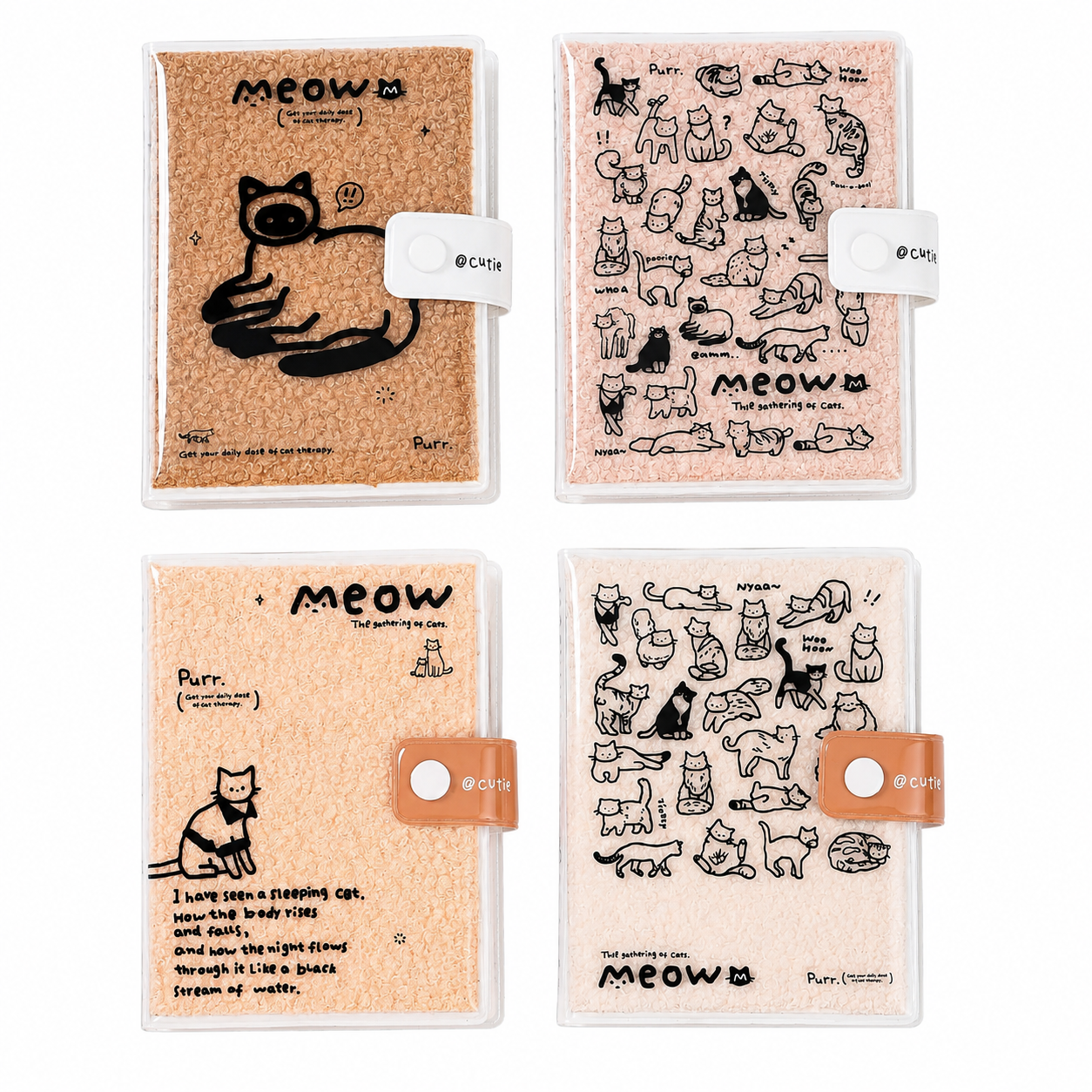 Esaer Meow Journal Notebook with PVC Cover – 4 Designs Assorted