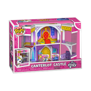 Funko Bitty Pop! Bitty Box MLP - Canterlot Castle Playset in colorful packaging showcasing fold-out castle design.