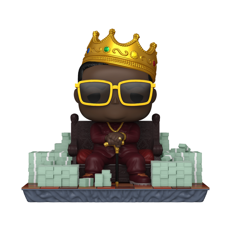 Funko Pop! Deluxe Notorious B.I.G. - Biggie collectible figure with crown and sunglasses.