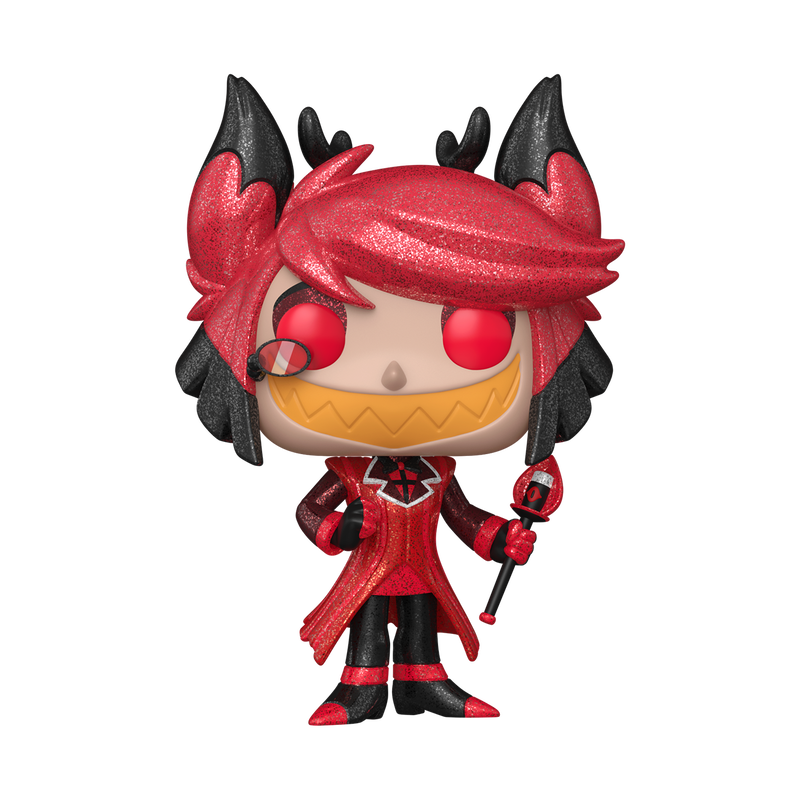 Funko Pop! Hazbin Hotel - Alastor Diamond Glitter Vinyl Figure with glittery finish in red and black design.