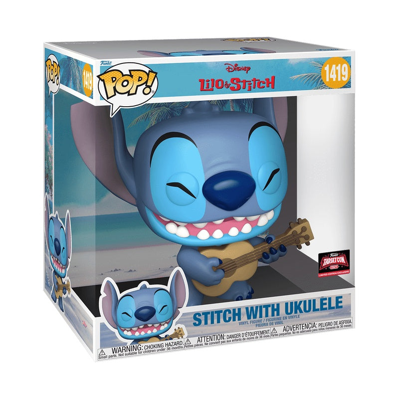 Funko Pop! Jumbo Lilo & Stitch - Stitch with Ukulele Vinyl Figure, OCARE NZ