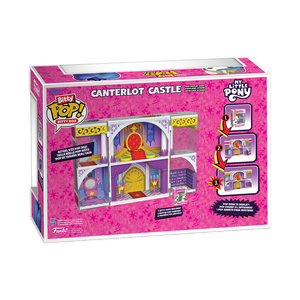 Funko Bitty Pop! Bitty Box MLP - Canterlot Castle Playset packaging showcasing the fold-out castle scene and figures.