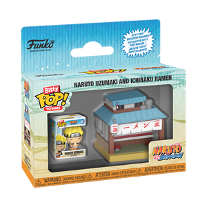 Funko Bitty Pop! Town Naruto - Ichiraku Ramen collectible display set with Naruto Uzumaki figure.
