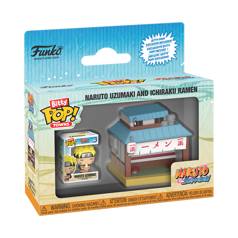 Funko Bitty Pop! Town Naruto - Ichiraku Ramen collectible display set with Naruto Uzumaki figure.
