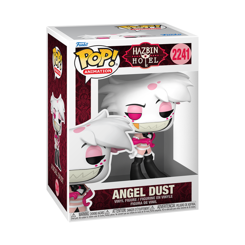 Funko Pop! Hazbin Hotel - Angel Dust Vinyl Figure in packaging showcasing the stylized design and iconic look.