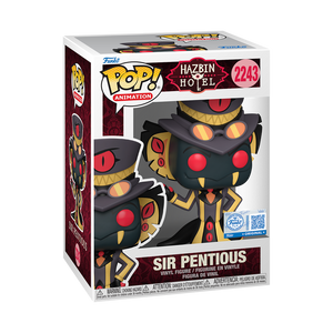 Funko Pop! Hazbin Hotel - Sir Pentious Vinyl Figure in box packaging, showcasing the unique design and character details.