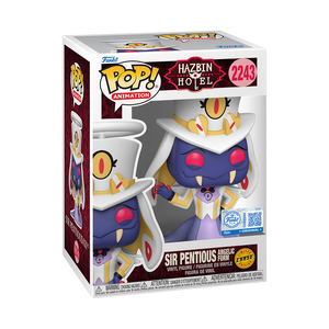 Funko Pop! Hazbin Hotel - Sir Pentious Vinyl Figure in box, showcasing a stylised design of the character from Hazbin Hotel.