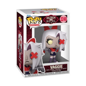 Funko Pop! Hazbin Hotel - Vaggie Vinyl Figure in boxed packaging showcasing her fierce design.