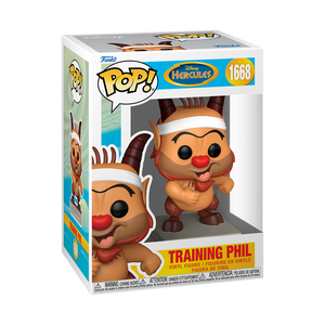 Funko Pop! Hercules (1997) - Phil (Training) Vinyl Figure in box showcasing detailed design and classic Funko style.