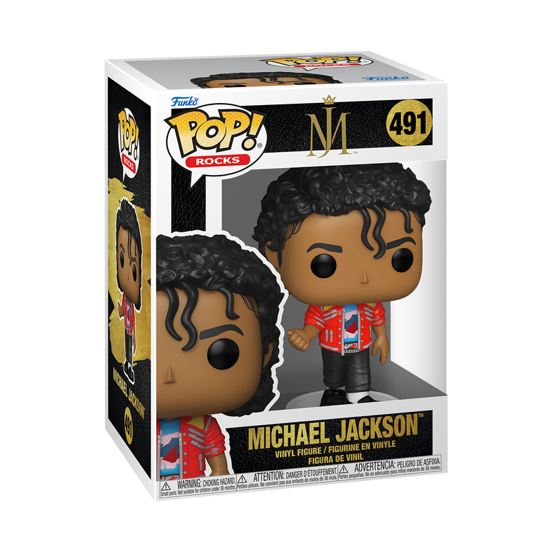 Funko Pop! Michael Jackson - Beat It Vinyl Figure in box, featuring iconic red jacket and detailed design.