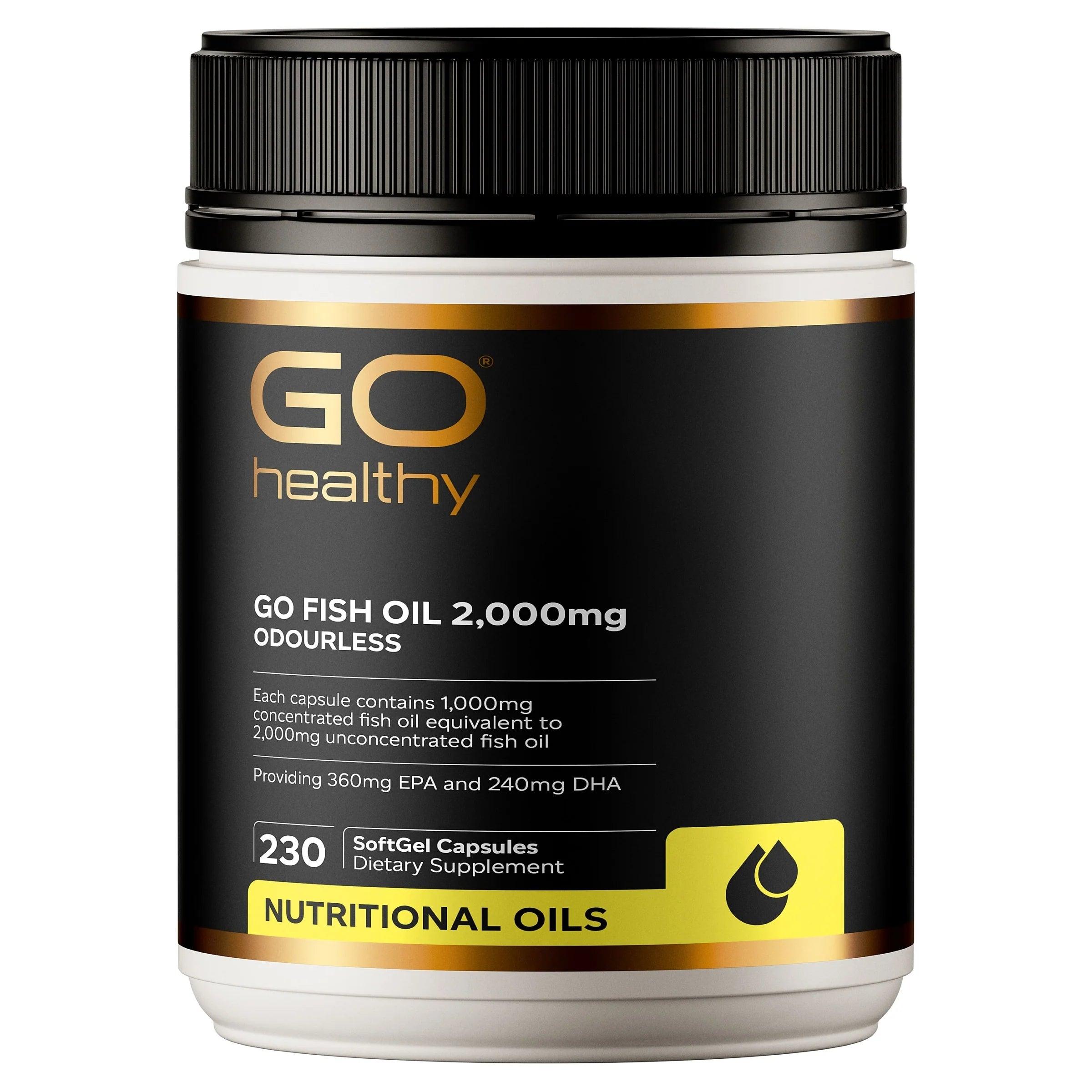 GO Healthy Go Fish Oil 2000mg Compact 230 Capsules,Fish Oil,OCARE NZ