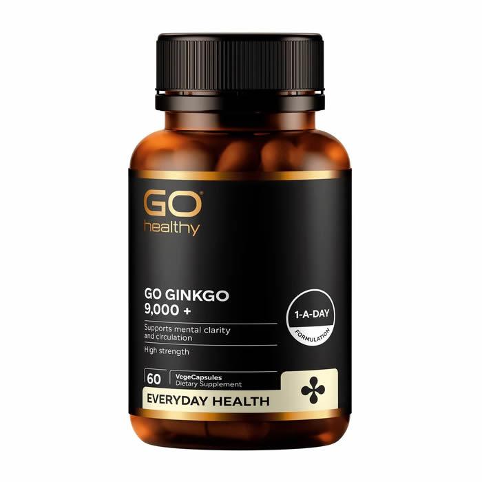 GO Healthy Go Ginkgo 9000+ 60 Vege Capsules,Ginkgo Biloba,OCARE NZ