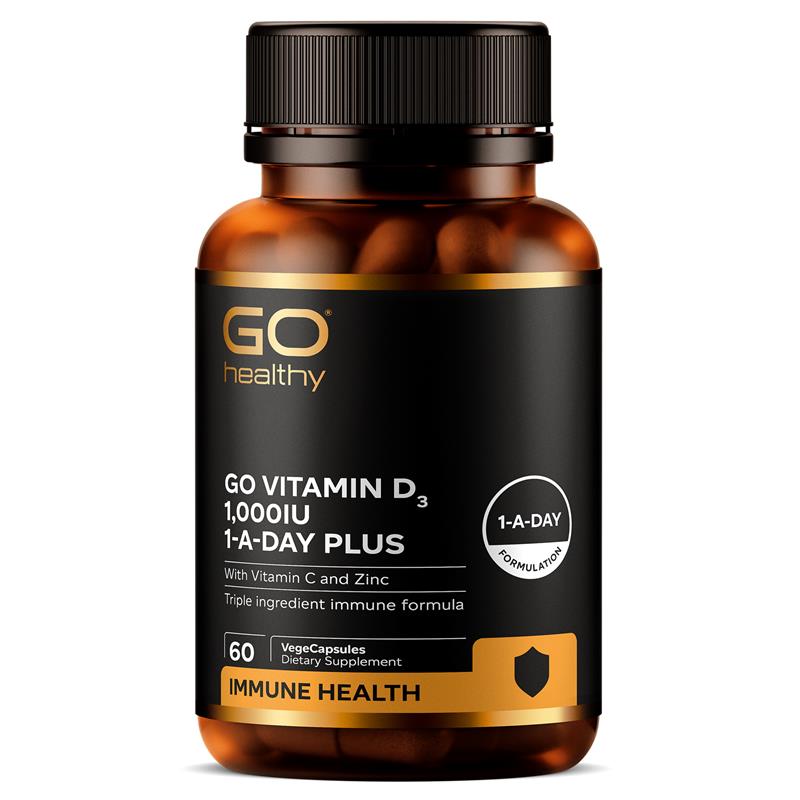 GO Healthy Go Vitamin D3 1000IU Plus Vitamin C & Zinc 60 Vege Capsules