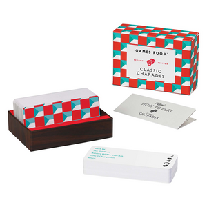 Games Room Classic Charades game box and cards, perfect for fun gatherings and family game nights.