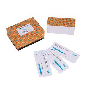 Games Room Family Fun Trivia card game with colorful box and trivia cards spread out.