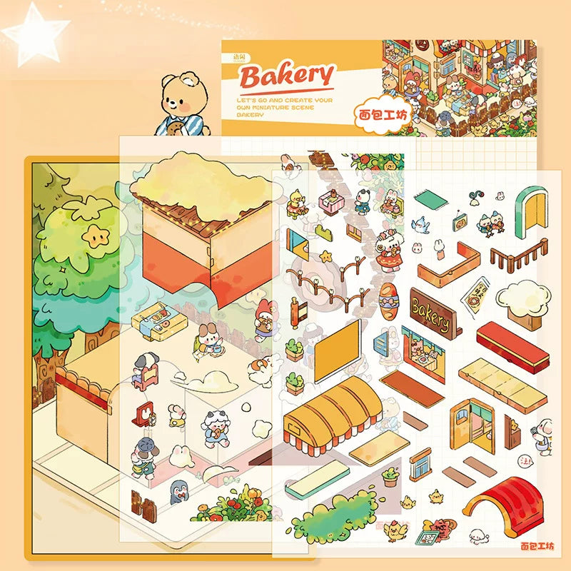 Happy Town Miniature Scenery PET Sticker Set