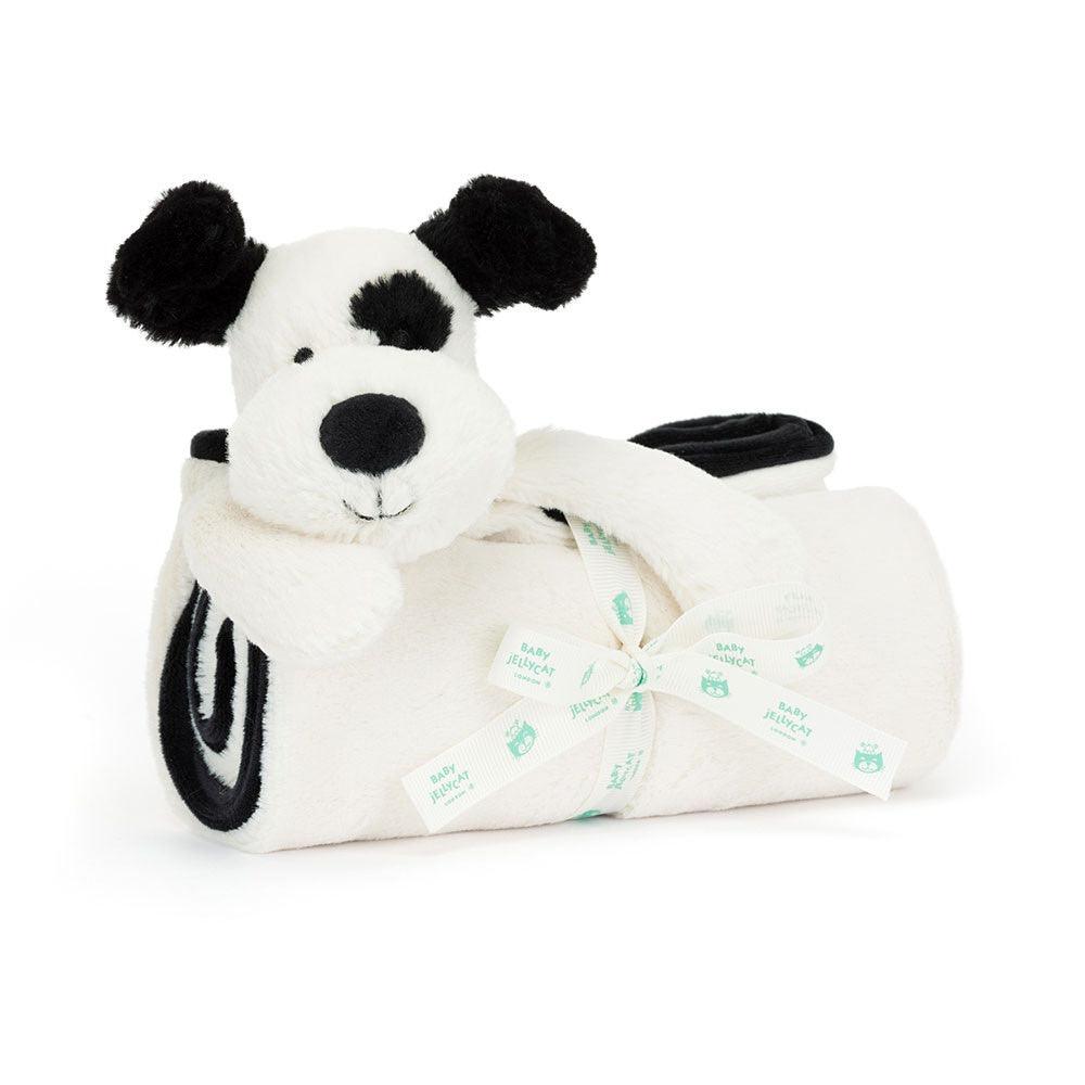 Jellycat Bashful Black & Cream Puppy Blankie Uncategorized OCARE NZ