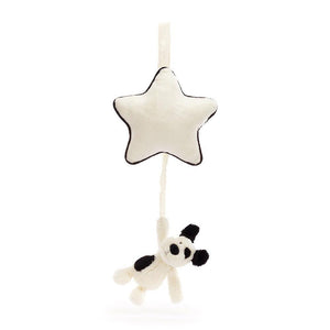 Jellycat Bashful Black & Cream Puppy Musical Pull Uncategorized OCARE NZ