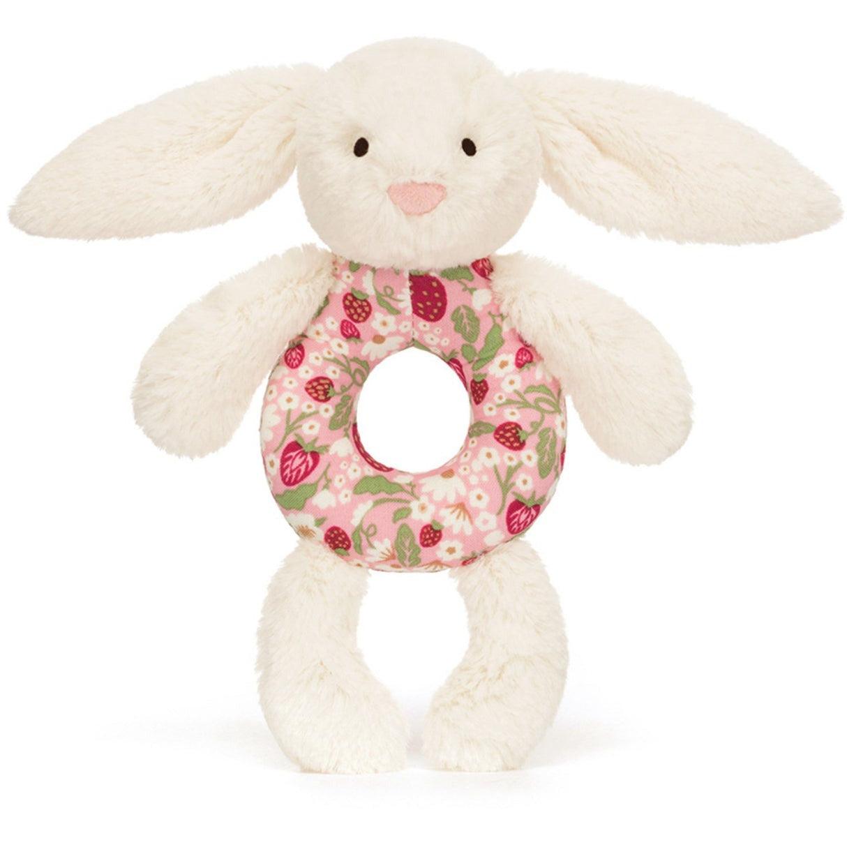 Jellycat Bashful Bunny Mimi Strawberry Ring Rattle, Plush Toys