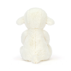 Back view of Jellycat Skipson Lamb showing its soft cream fleece and floppy ears.