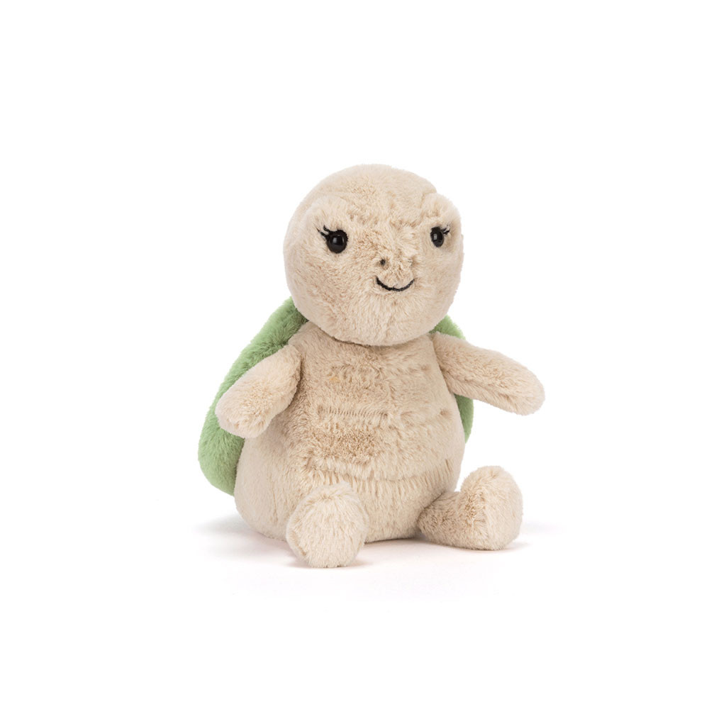 Jellycat Thimble Turtle plush toy, soft and cuddly with a gentle expression, perfect for imaginative play.