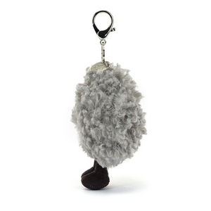 Jellycat Amuseables Storm Cloud Bag Charm featuring fluffy grey cloud and tiny cord boots.